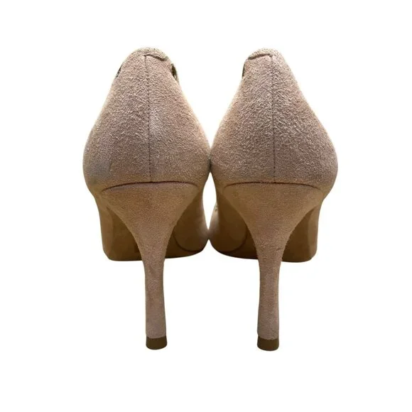 Coach Women’s Light Pink Suede Gold Eyelets Pointed Toe Stiletto Pumps Size 9B